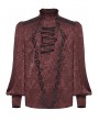 Punk Rave Red Gorgeous Gothic Coffin Embroidered Men's Shirt with Detachable Collar