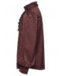 Punk Rave Red Gorgeous Gothic Coffin Embroidered Men's Shirt with Detachable Collar