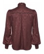 Punk Rave Red Gorgeous Gothic Coffin Embroidered Men's Shirt with Detachable Collar