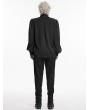 Punk Rave White Gorgeous Gothic Coffin Embroidered Men's Shirt with Detachable Collar