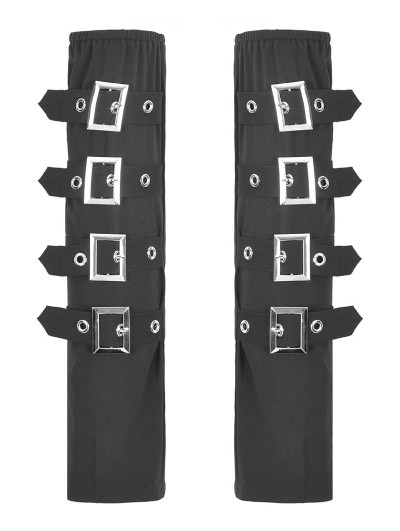 Dark in love Black Gothic Punk Multi-Buckle Eyelet Strap Gloves