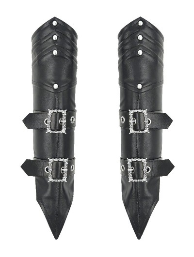 Dark in love Black Punk Vintage Leather Buckled Riveted Gauntlets