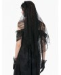 Dark in love Black Gothic Embroidered Lace Beaded Fringe Veil