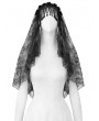 Dark in love Black Gothic Embroidered Lace Beaded Fringe Veil