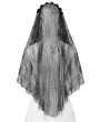 Dark in love Black Gothic Embroidered Lace Beaded Fringe Veil