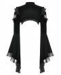 Dark in love Black Gothic Velvet Lace Cutout Flared Sleeves Shrug for Women
