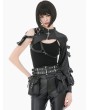 Dark in love Black Gothic Punk Cross Zipper Leather Harness Shrug for Women