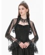 Dark in love Black Gothic Romantic Ruffled Mesh Bell Sleeves Bolero for Women