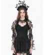 Dark in love Black Gothic Ruffled Butterfly Embroidery Sheer Lace Bolero for Women