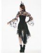 Dark in love Black Gothic Ruffled Butterfly Embroidery Sheer Lace Bolero for Women