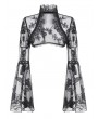 Dark in love Black Gothic Ruffled Butterfly Embroidery Sheer Lace Bolero for Women