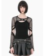 Dark in love Black Gothic Tech-Punk Cutout Sleeves Mesh Shrug for Women