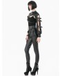 Dark in love Black Gothic Techwear Buckle Eyelet Leather Corset with Pouches