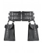 Dark in love Black Gothic Techwear Buckle Eyelet Leather Corset with Pouches