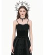 Dark in love Black Gothic Retro Velvet Beaded Tassel Cami Top for Women
