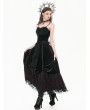 Dark in love Black Gothic Retro Velvet Beaded Tassel Cami Top for Women