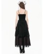 Dark in love Black Gothic Retro Velvet Beaded Tassel Cami Top for Women