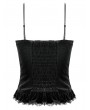 Dark in love Black Gothic Retro Velvet Beaded Tassel Cami Top for Women