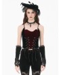 Dark in love Black and Red Patchwork Gothic Retro Velvet Cami Top for Women