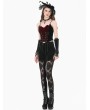 Dark in love Black and Red Patchwork Gothic Retro Velvet Cami Top for Women