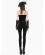 Dark in love Black and Red Patchwork Gothic Retro Velvet Cami Top for Women