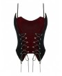 Dark in love Black and Red Patchwork Gothic Retro Velvet Cami Top for Women