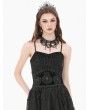 Dark in love Black Gothic Regal Velvet Beaded Tassels Waist Cincher Belt
