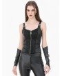 Dark in love Black Gothic Punk Leather Patchwork Zipper Corset Top for Women