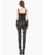 Dark in love Black Gothic Punk Leather Patchwork Zipper Corset Top for Women