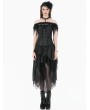 Dark in love Black Gothic Court Jacquard Lace Ruffles Corset Top for Women