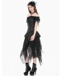Dark in love Black Gothic Court Jacquard Lace Ruffles Corset Top for Women