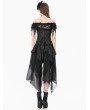 Dark in love Black Gothic Court Jacquard Lace Ruffles Corset Top for Women