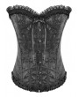 Dark in love Black Gothic Court Jacquard Lace Ruffles Corset Top for Women