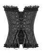 Dark in love Black Gothic Court Jacquard Lace Ruffles Corset Top for Women