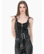 Dark in love Dark Grey Gothic Punk Leather Asymmetrical Corset Belt