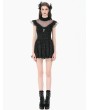 Dark in love Black Dark Butterfly Lace Illusion-Neck Gothic Mini Dress