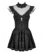 Dark in love Black Dark Butterfly Lace Illusion-Neck Gothic Mini Dress