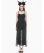 Dark in love Black Dark Gothic Floral Lace Mesh Long Party Dress
