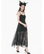 Dark in love Black Dark Gothic Floral Lace Mesh Long Party Dress