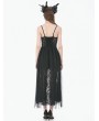 Dark in love Black Dark Gothic Floral Lace Mesh Long Party Dress