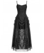 Dark in love Black Dark Gothic Floral Lace Mesh Long Party Dress