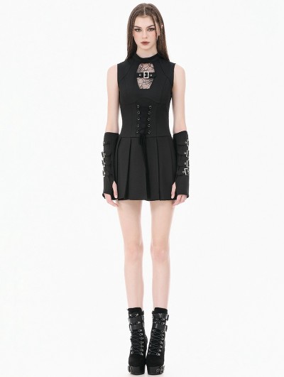 Dark in love Black Dark Gothic Punk Spider-Web Cutout Corset Mini Dress
