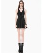 Dark in love Black Dark Techwear Halter V-Neck Cross Gothic Lace-Up Dress