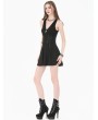 Dark in love Black Dark Techwear Halter V-Neck Cross Gothic Lace-Up Dress