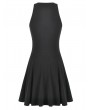Dark in love Black Dark Techwear Halter V-Neck Cross Gothic Lace-Up Dress