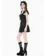 Dark in love Black Gothic Lolita Jacquard Lace Flutter Sleeve Mini Dress