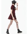 Dark in love Red Plaid Retro Punk Gothic Cutout Lace-Up Mini Dress