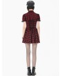Dark in love Red Plaid Retro Punk Gothic Cutout Lace-Up Mini Dress