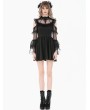 Dark in love Black Romantic Gothic Lace Frill Sheer Mesh Short Dress