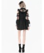 Dark in love Black Romantic Gothic Lace Frill Sheer Mesh Short Dress